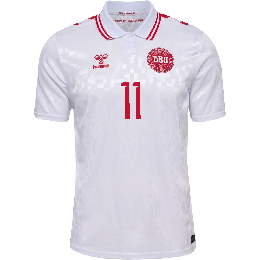 Jacob Bruun Larsen 11 Denmark National Team 2024/25 Away Men Jersey - White cheap jerseys for sale - CheapJerseys.Shop