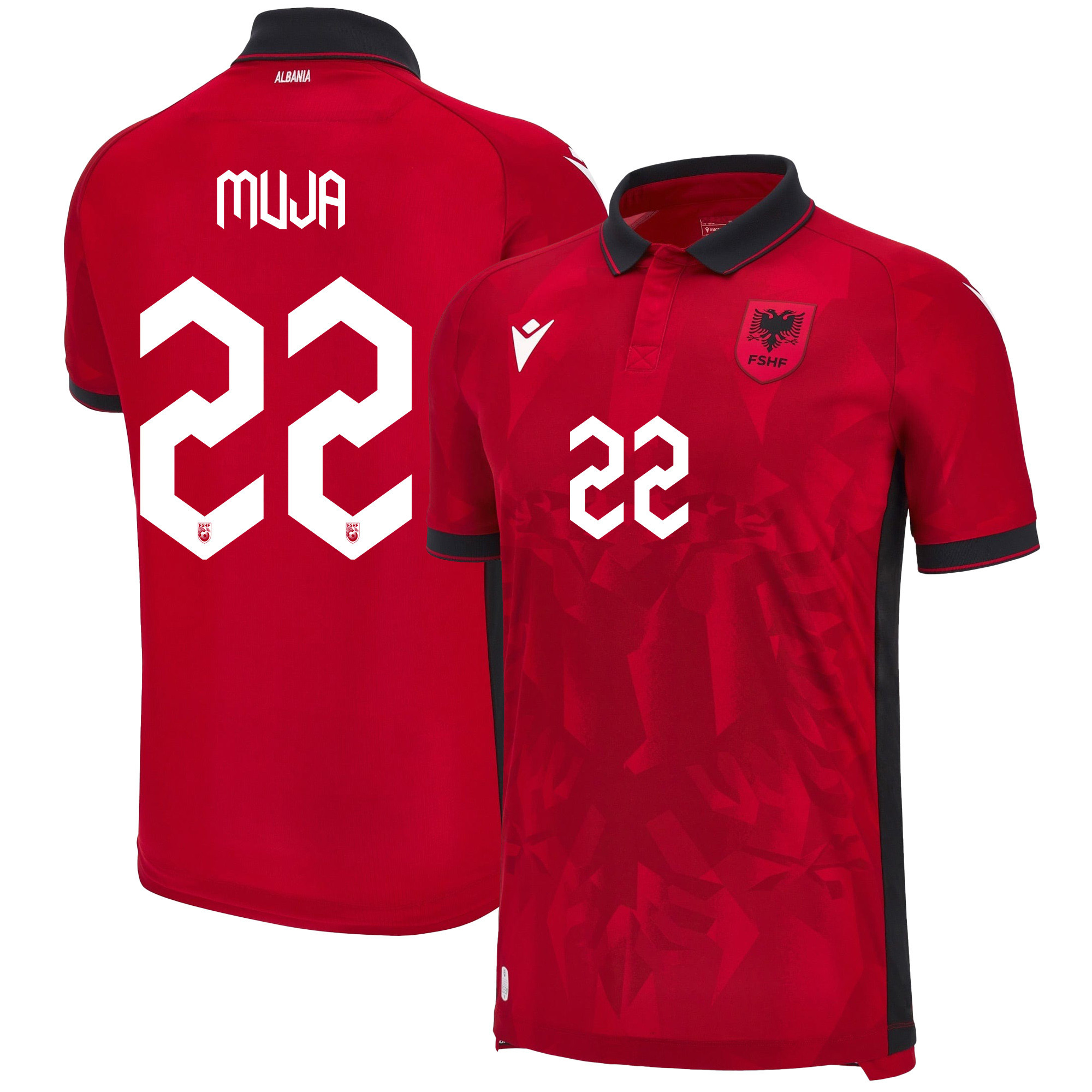Arbnor Muja 22 Albania National Team 2024/25 Home Men Jersey - Red cheap jerseys for sale - CheapJerseys.Shop