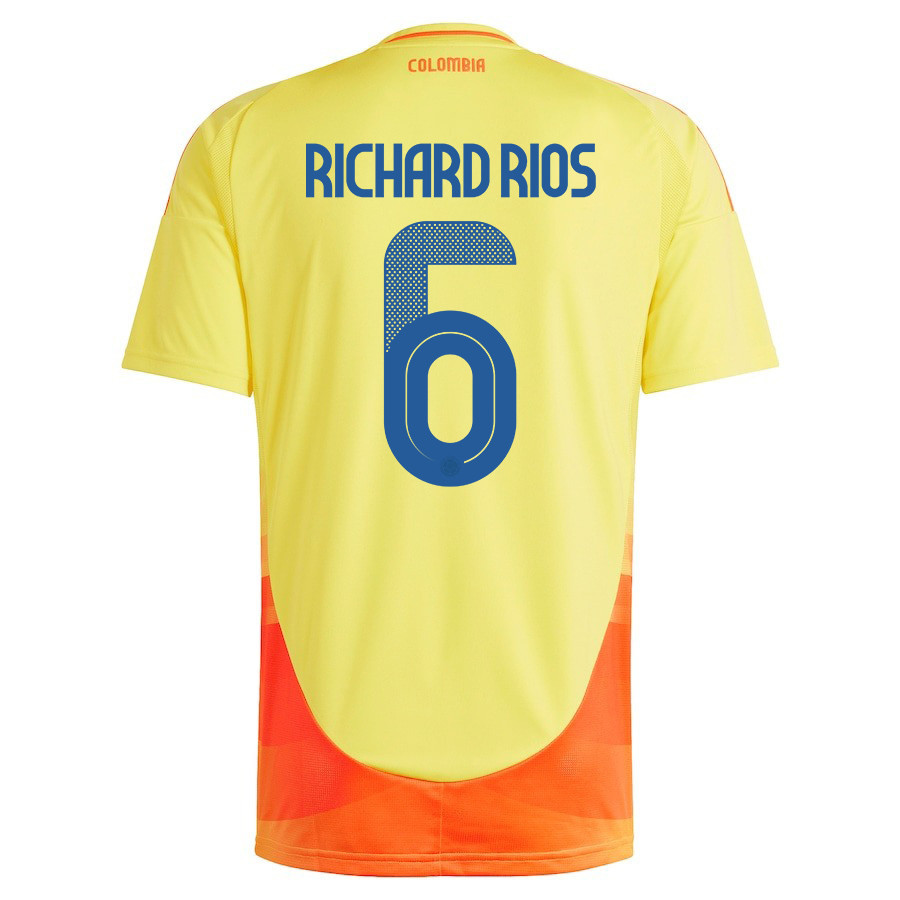 Richard Rios 6 Colombia National Team 2024/25 Home Men Jersey - Yellow cheap jerseys for sale - CheapJerseys.Shop