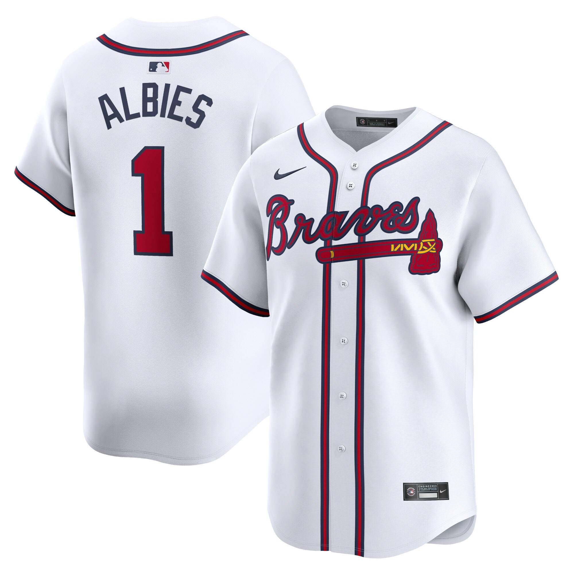 Ozzie Albies Atlanta Braves Home Limited Player Jersey - White cheap jerseys for sale - CheapJerseys.Shop