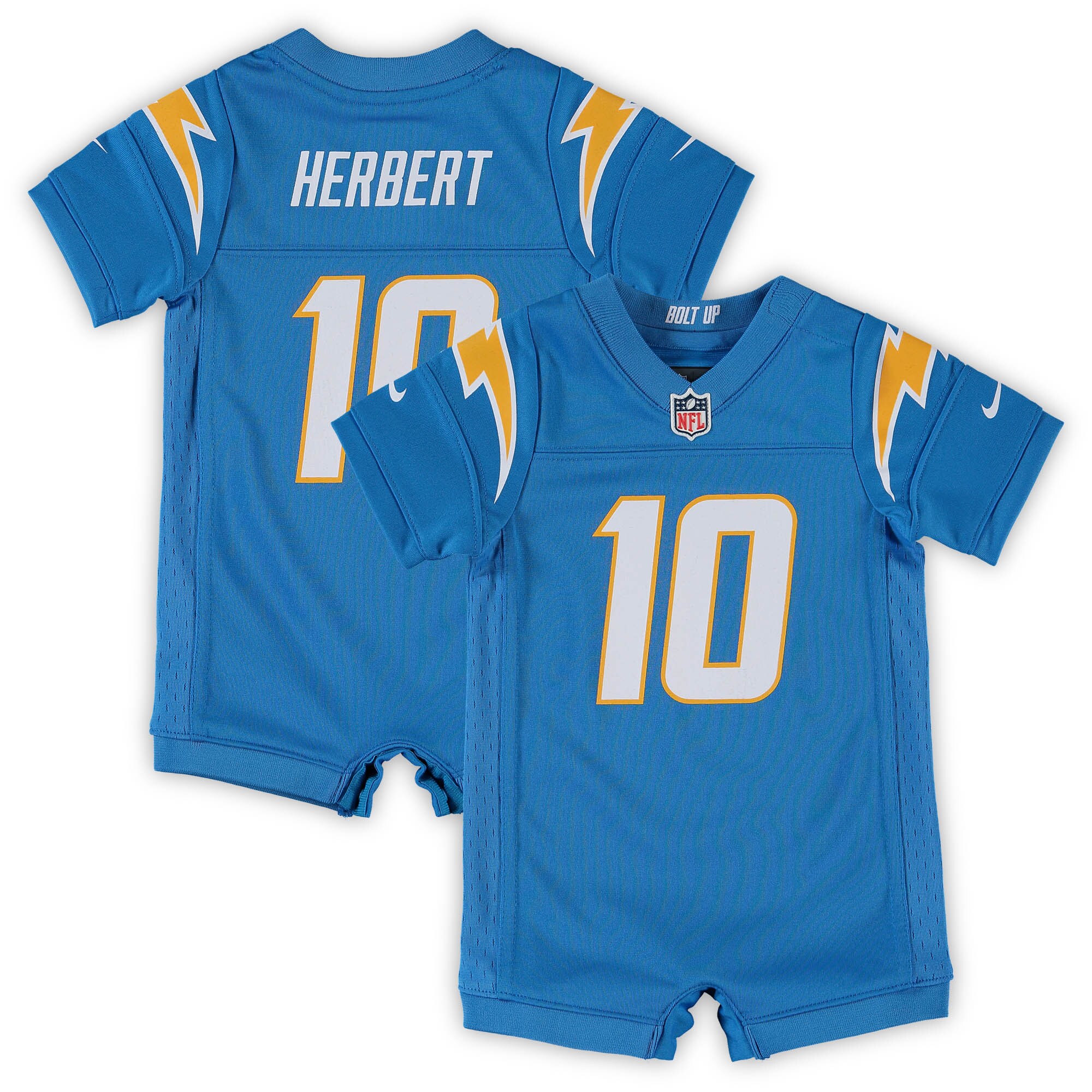 Justin Herbert Los Angeles Chargers Infant Game Romper Jersey - Powder Blue cheap jerseys for sale - CheapJerseys.Shop