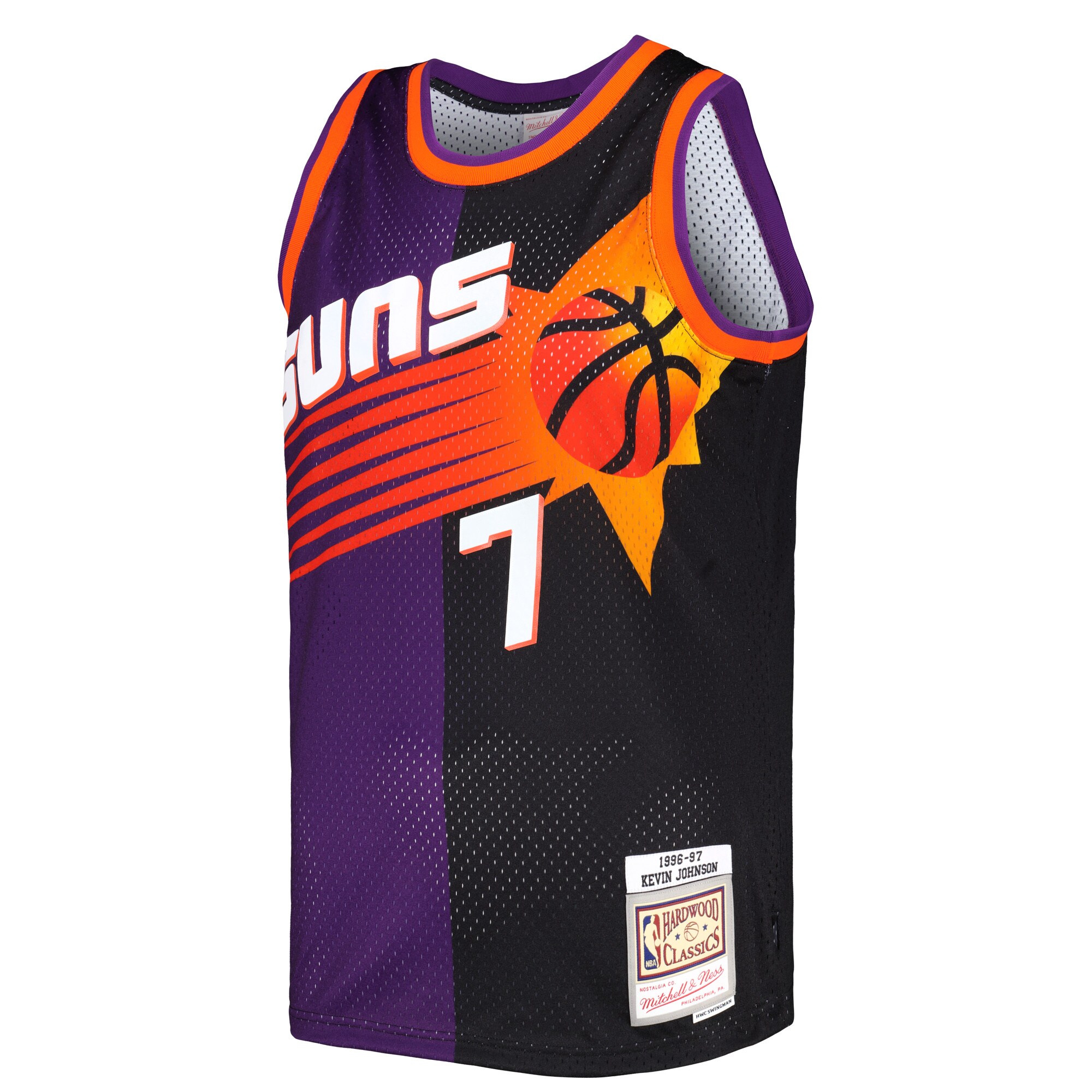 Kevin Johnson Phoenix Suns Mitchell & Ness Hardwood Classics 1996\/97 Split Swingman Jersey - Purple\/Black cheap jerseys for sale - CheapJerseys.Shop