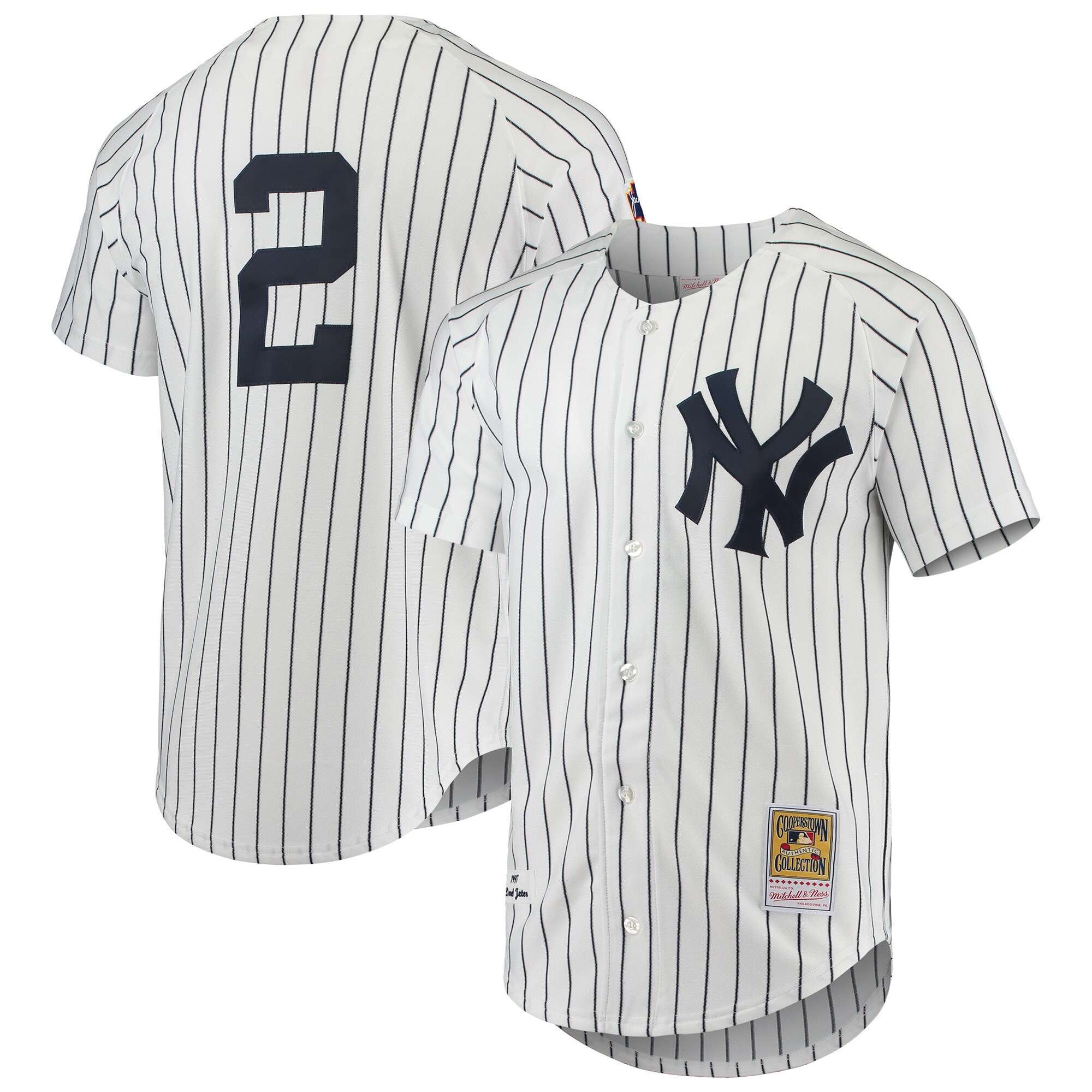 Derek Jeter New York Yankees Mitchell & Ness 1997 Cooperstown Collection Authentic Jersey - White cheap jerseys for sale - CheapJerseys.Shop