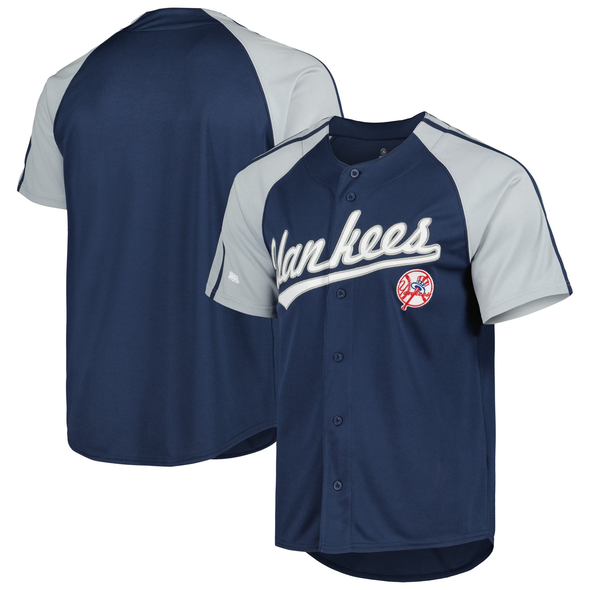New York Yankees Stitches Button-Down Raglan Fashion Jersey - Navy cheap jerseys for sale - CheapJerseys.Shop