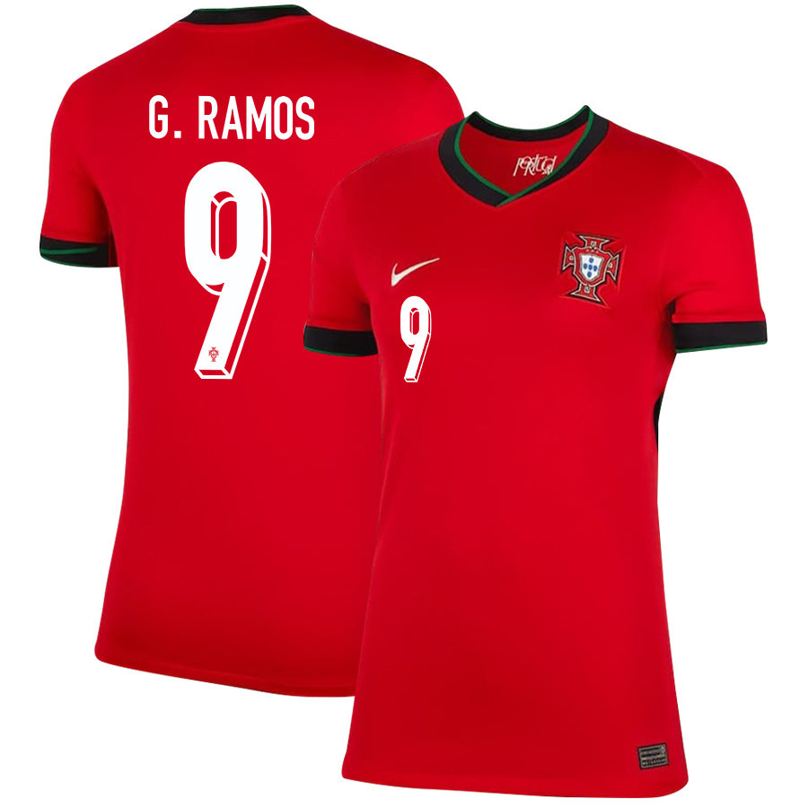 Gonçalo Ramos 9 Portugal National Team 2024/25 Home WOMEN Jersey - Red cheap jerseys for sale - CheapJerseys.Shop