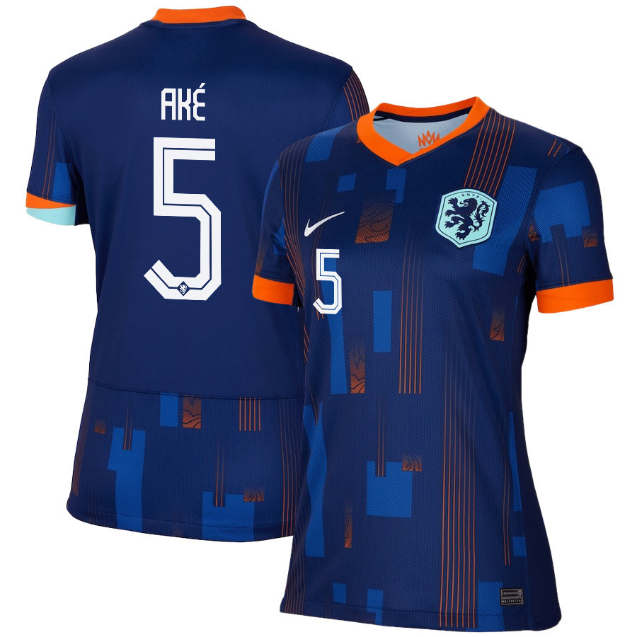 Nathan Aké 5 Netherlands National Team 2024/25 Away WOMEN Jersey - Navy cheap jerseys for sale - CheapJerseys.Shop