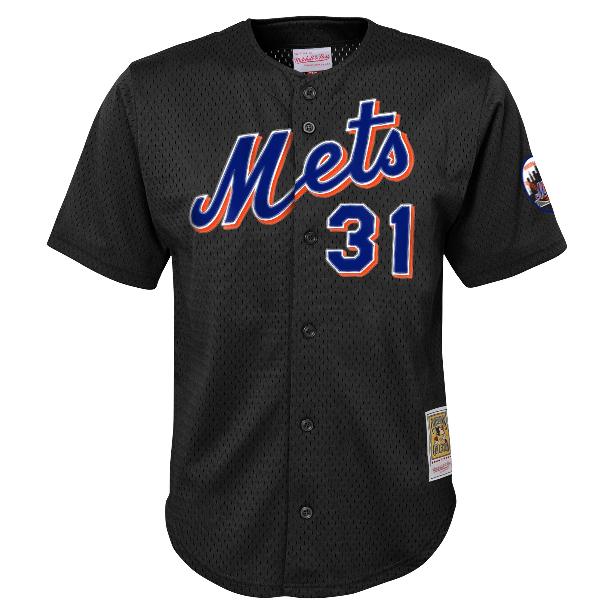 Mike Piazza New York Mets Mitchell & Ness Youth Cooperstown Collection\u00c2\u00a0Mesh Batting Practice Jersey - Black cheap jerseys for sale - CheapJerseys.Shop