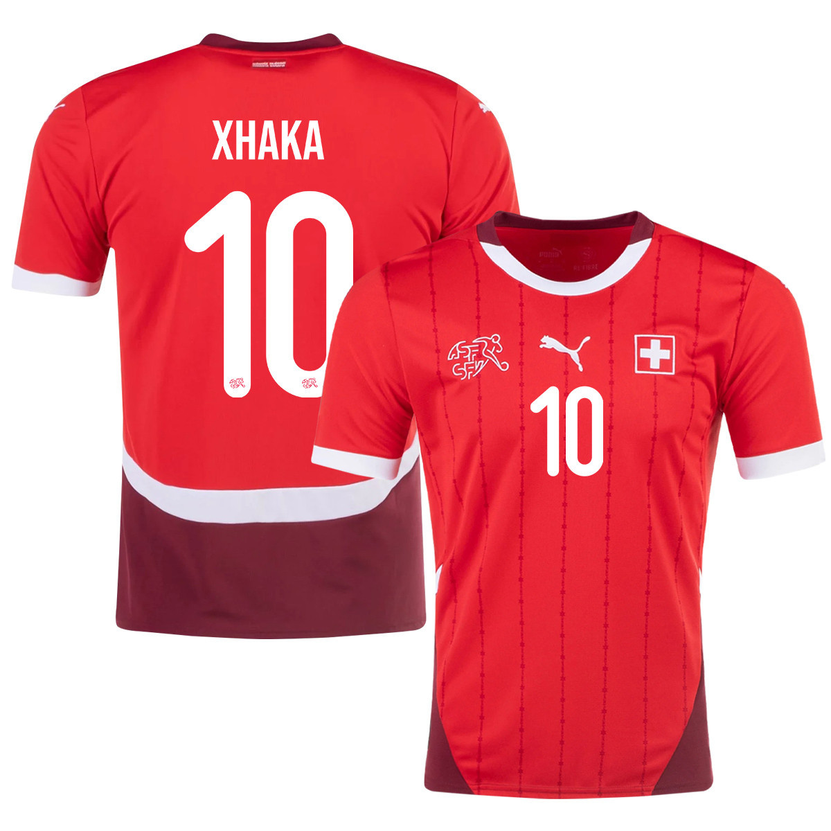 Granit Xhaka 10 Switzerland National Team 2024/25 Home Men Jersey - Red cheap jerseys for sale - CheapJerseys.Shop