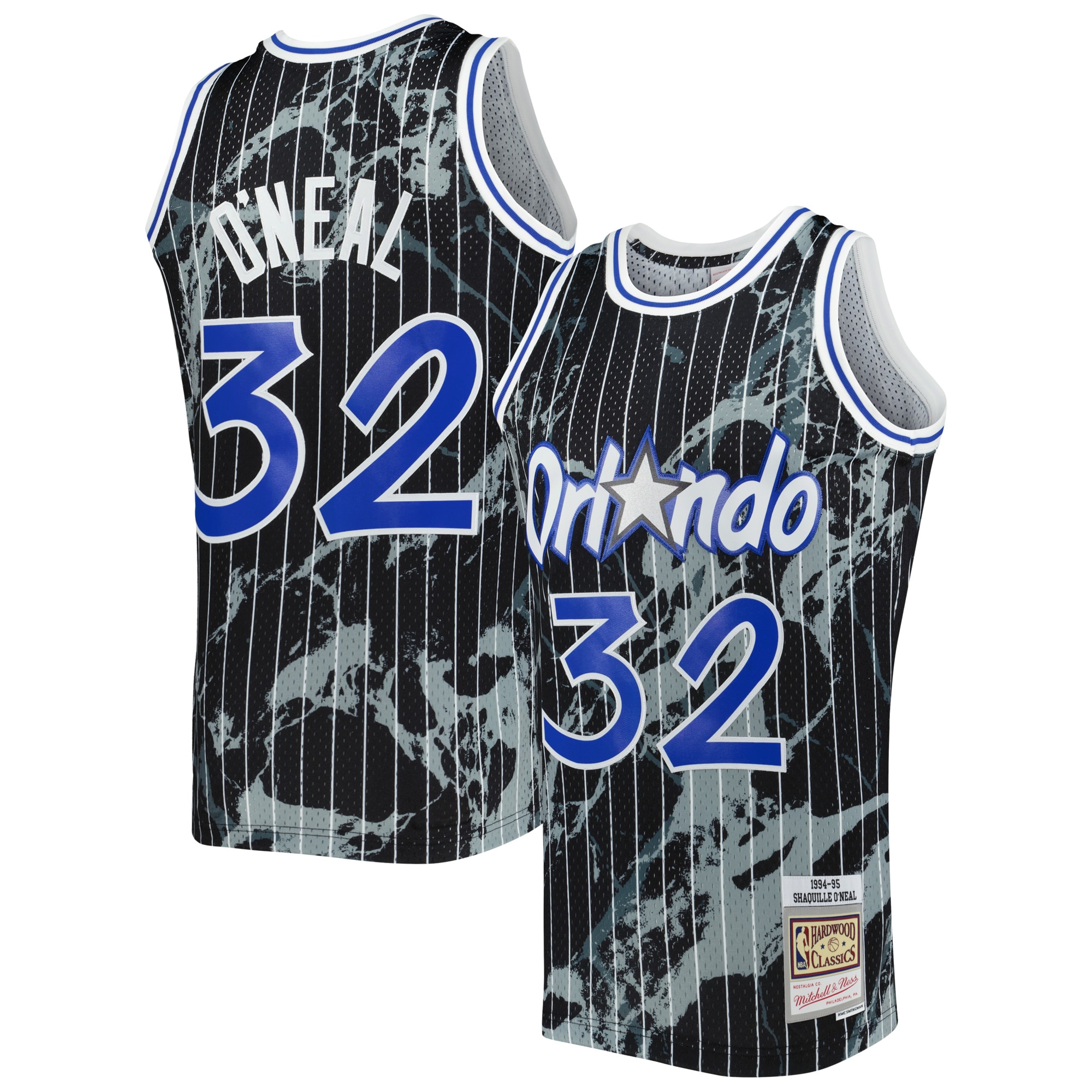 Shaquille O'Neal Orlando Magic Mitchell & Ness 1994\/95 Hardwood Classics Marble Swingman Jersey - Black cheap jerseys for sale - CheapJerseys.Shop