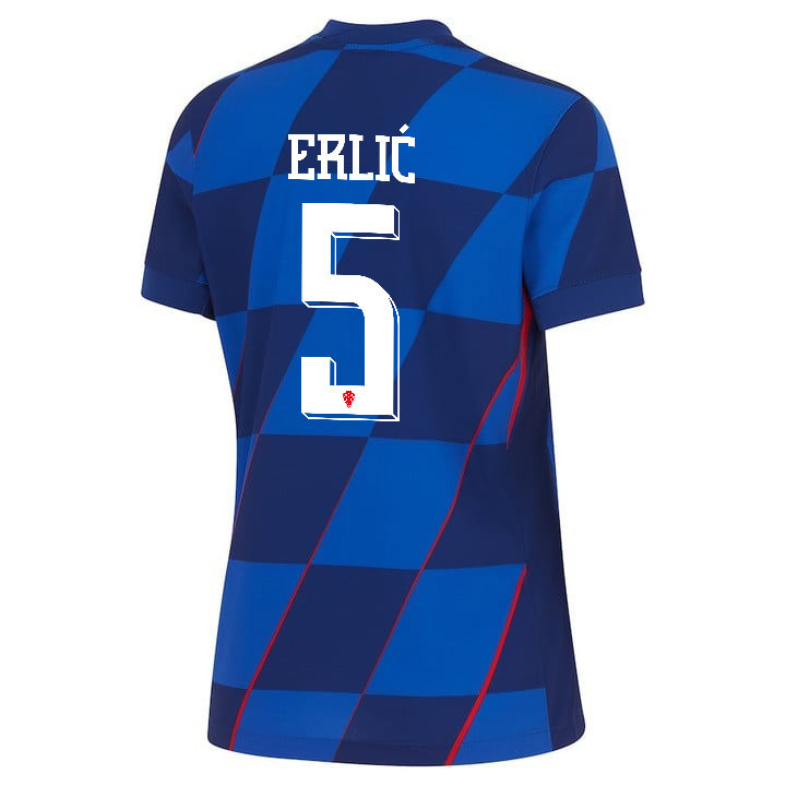 Martin Erlić 5 Croatia National Team 2024 Away WOMEN Jersey - Blue cheap jerseys for sale - CheapJerseys.Shop