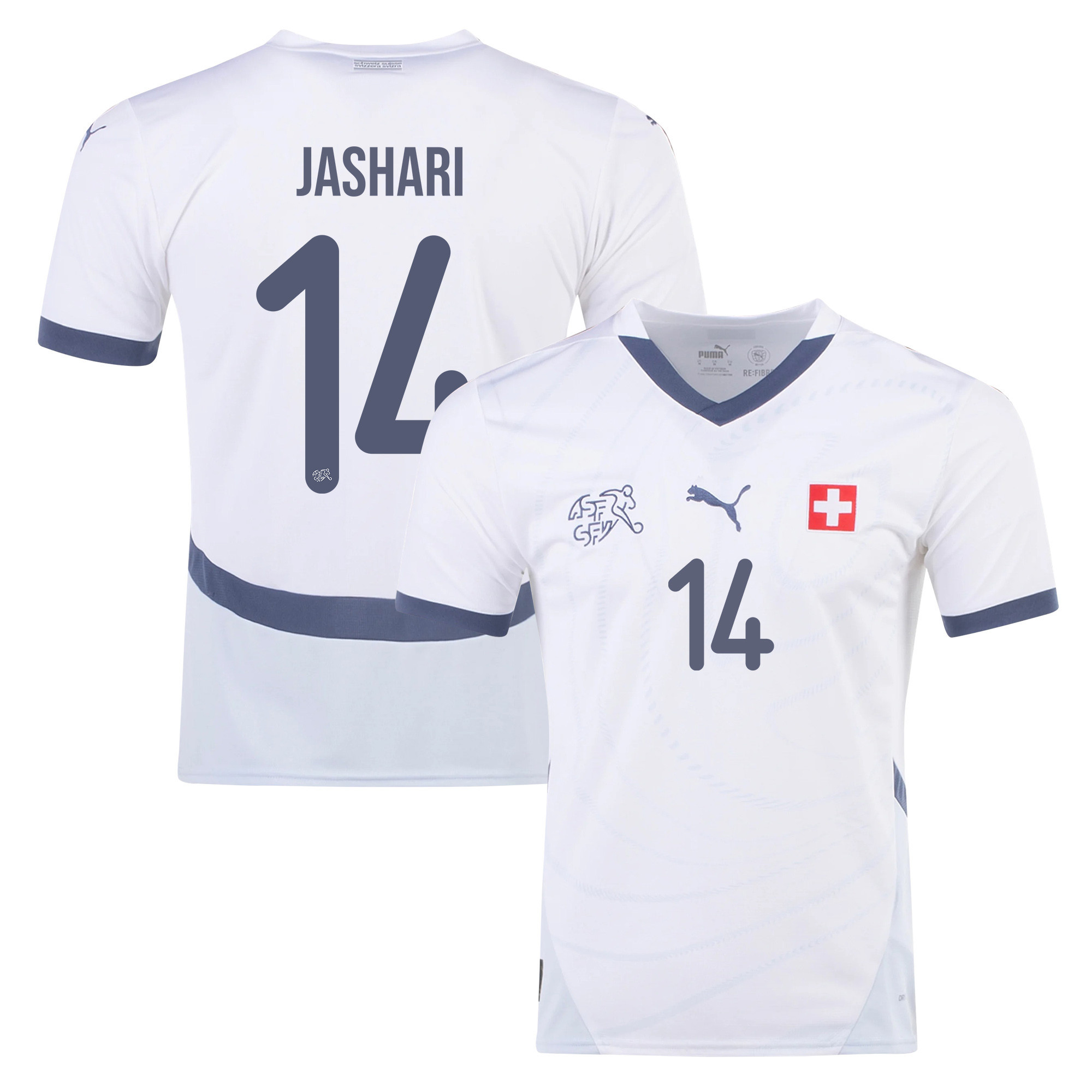 Ardon Jashari 14 Switzerland National Team 2024/25 Away Men Jersey - White cheap jerseys for sale - CheapJerseys.Shop