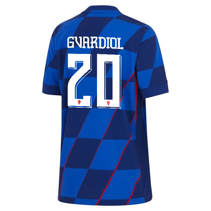 Joško Gvardiol 20 Croatia National Team 2024 Away YOUTH Jersey - Blue cheap jerseys for sale - CheapJerseys.Shop