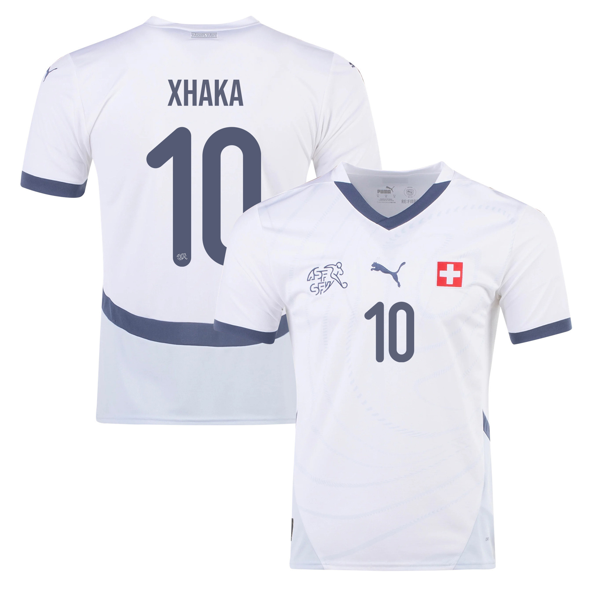 Granit Xhaka 10 Switzerland National Team 2024/25 Away Men Jersey - White cheap jerseys for sale - CheapJerseys.Shop