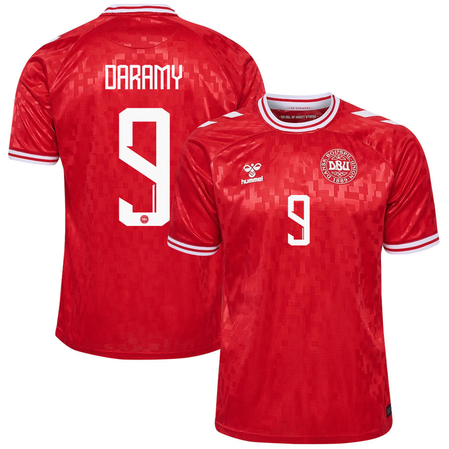 Mohamed Daramy 9 Denmark National Team 2024/25 Home Men Jersey - Red cheap jerseys for sale - CheapJerseys.Shop