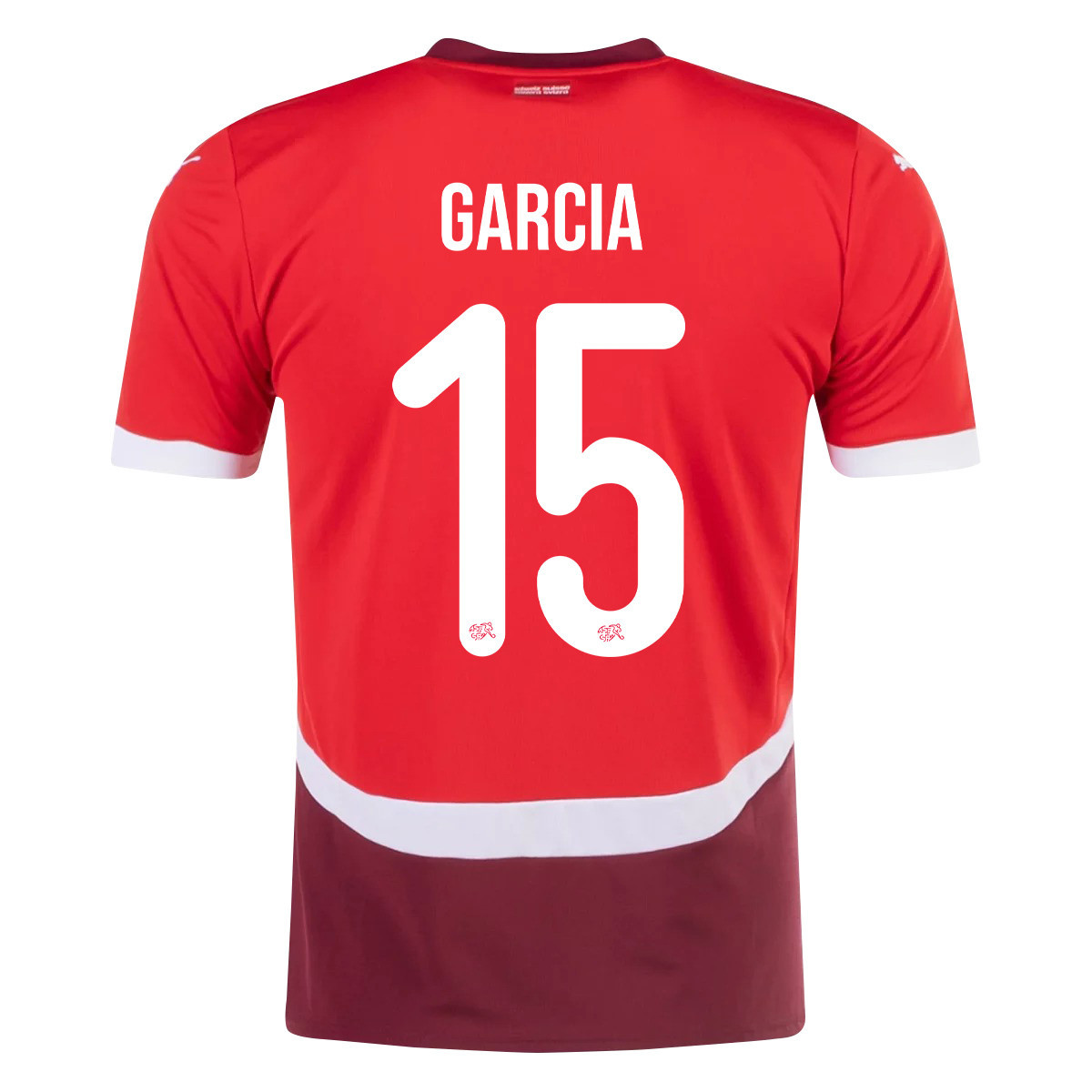 Ulisses Garcia 15 Switzerland National Team 2024/25 Home Men Jersey - Red cheap jerseys for sale - CheapJerseys.Shop