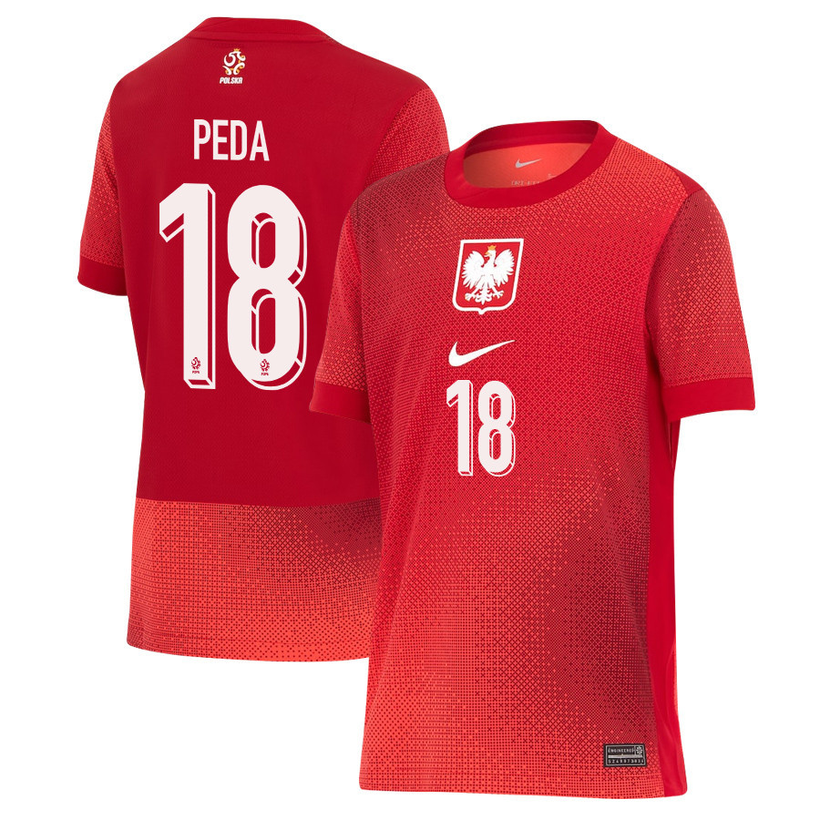 Patryk Peda 18 Poland National Team 2024/25 Away YOUTH Jersey - Red cheap jerseys for sale - CheapJerseys.Shop