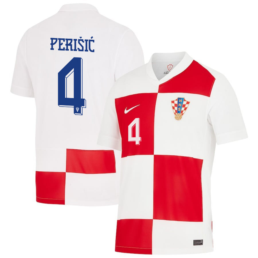 Ivan Perišić 4 Croatia National Team 2024 Home Men Jersey - White cheap jerseys for sale - CheapJerseys.Shop