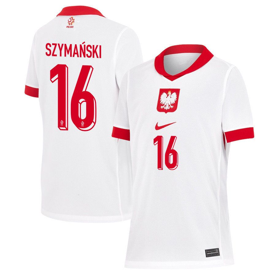 Damian Szymański 16 Poland National Team 2024/25 Home YOUTH Jersey - White cheap jerseys for sale - CheapJerseys.Shop