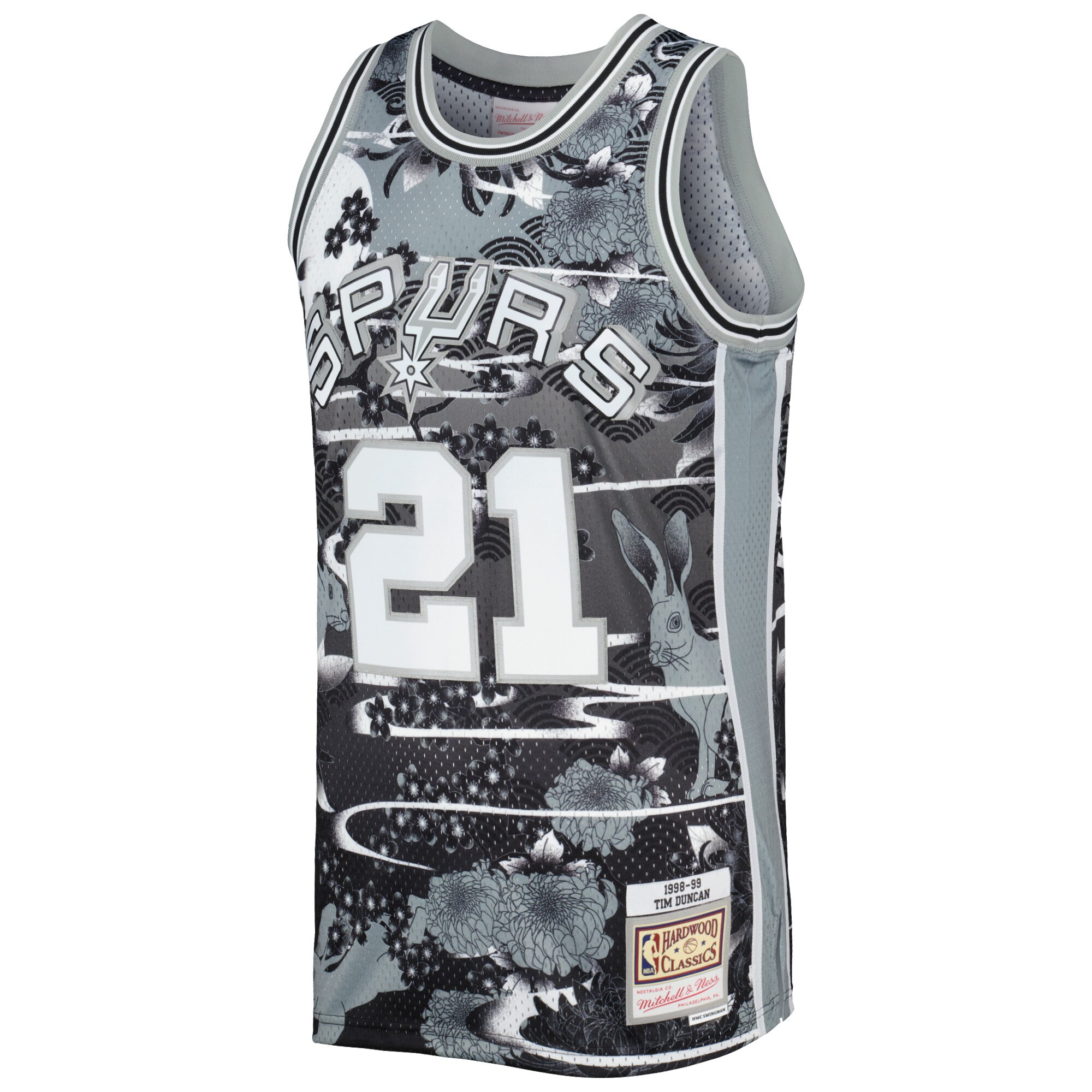 Tim Duncan San Antonio Spurs Mitchell & Ness 1998\/99 Hardwood Classics Lunar New Year Swingman Jersey - Silver cheap jerseys for sale - CheapJerseys.Shop