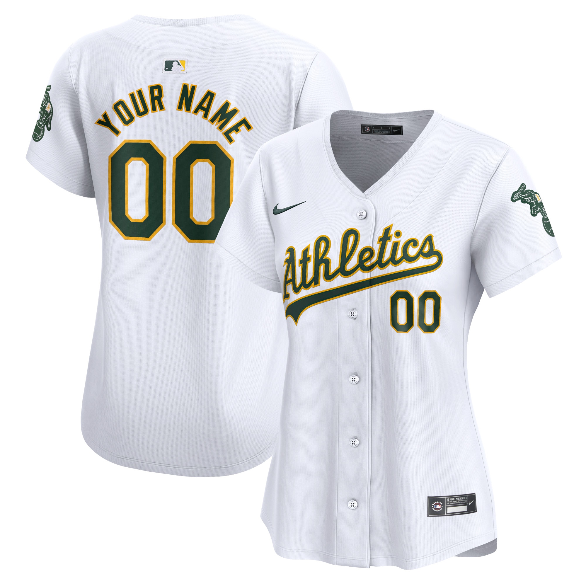 Oakland Athletics Women's Home Limited Custom Jersey - White cheap jerseys for sale - CheapJerseys.Shop