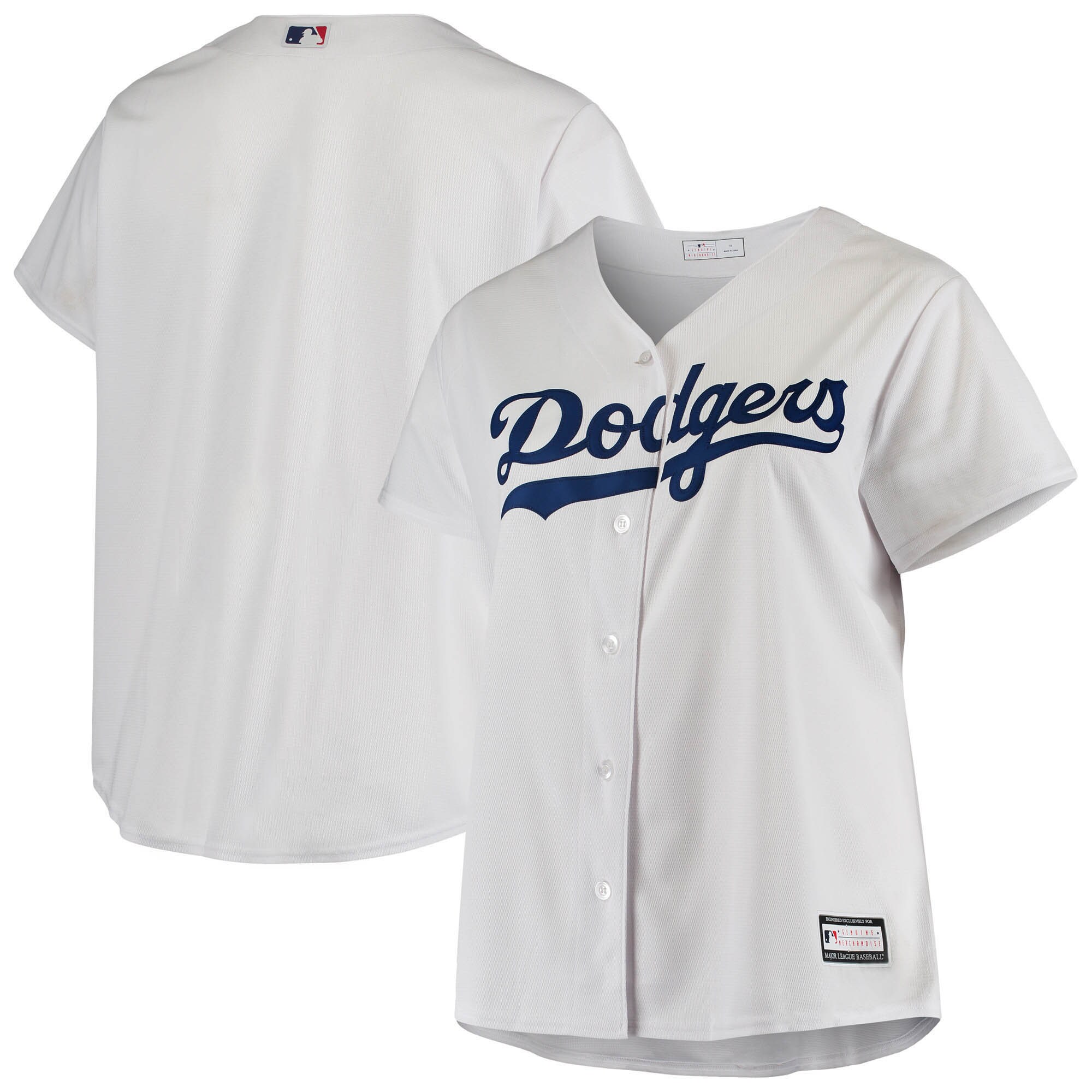 Los Angeles Dodgers Women's Plus Size Sanitized Replica Team Jersey - White cheap jerseys for sale - CheapJerseys.Shop