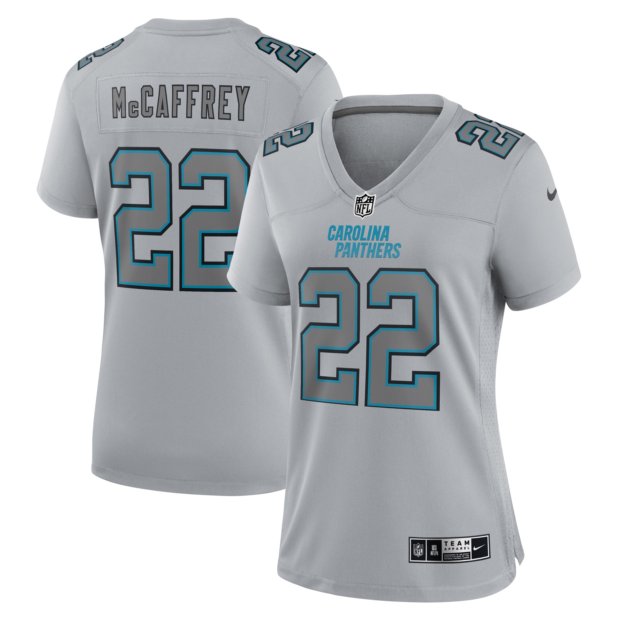 Christian McCaffrey Carolina Panthers Women's Atmosphere Fashion Game Jersey - Gray cheap jerseys for sale - CheapJerseys.Shop