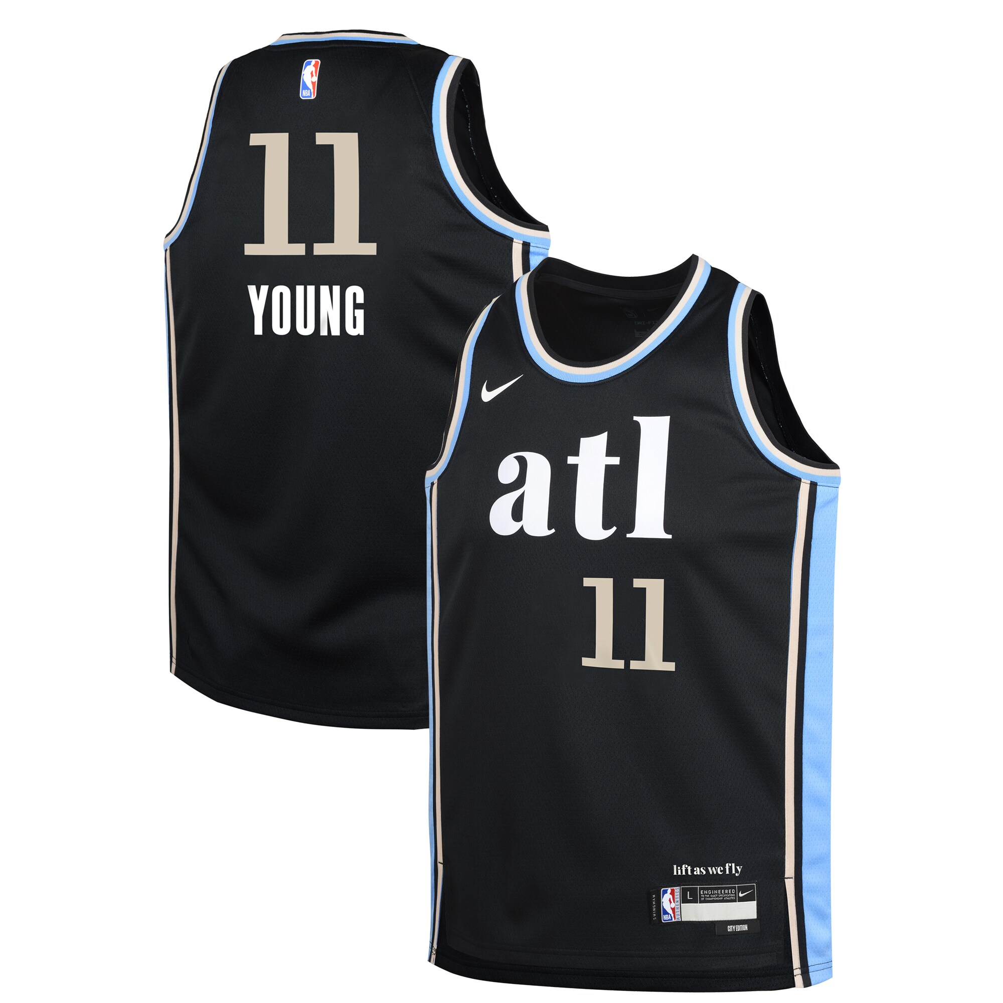 Trae Young Atlanta Hawks Youth Swingman Replica Jersey - City Edition - Black cheap jerseys for sale - CheapJerseys.Shop