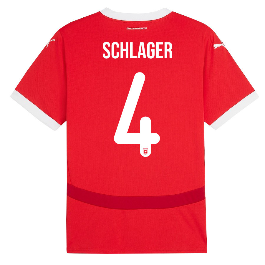 Xaver Schlager 4 Austria National Team 2024/25 Home Men Jersey - Red cheap jerseys for sale - CheapJerseys.Shop