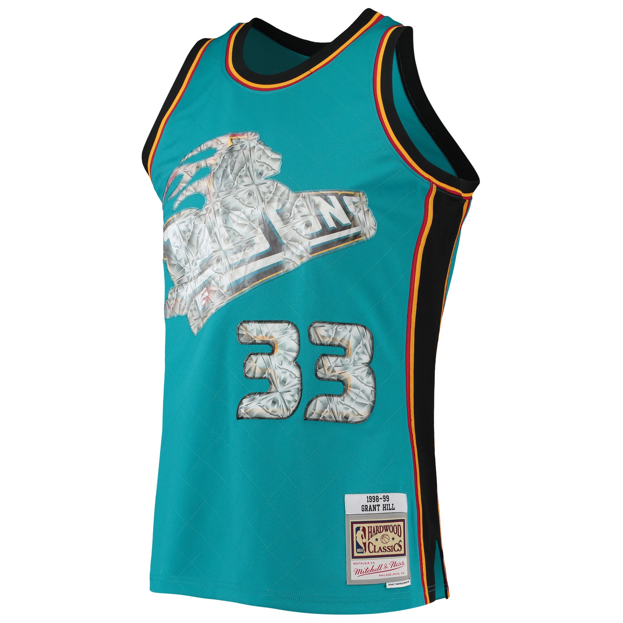 Grant Hill Detroit Pistons Mitchell & Ness 1998\/99 Hardwood Classics 75th Anniversary Diamond Swingman Jersey - Teal cheap jerseys for sale - CheapJerseys.Shop