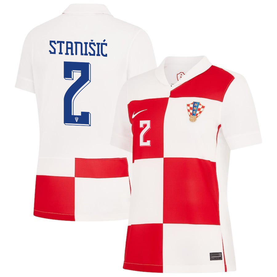 Josip Stanišić 2 Croatia National Team 2024 Home WOMEN Jersey - White cheap jerseys for sale - CheapJerseys.Shop