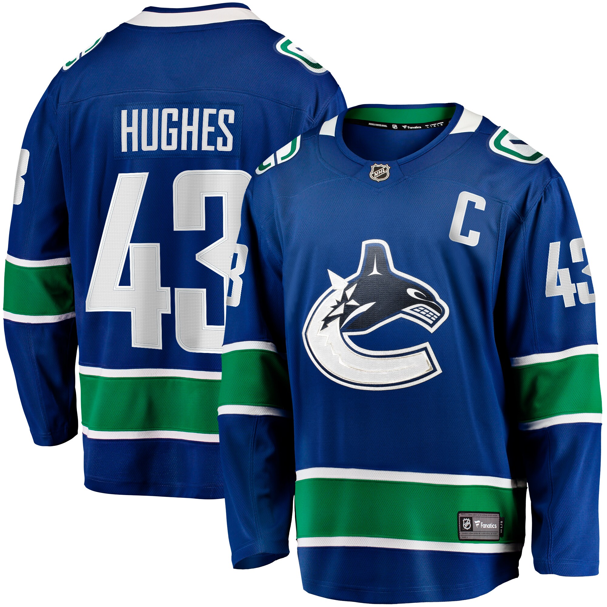 Quinn Hughes Vancouver Canucks Fanatics Home Breakaway Jersey - Blue cheap jerseys for sale - CheapJerseys.Shop
