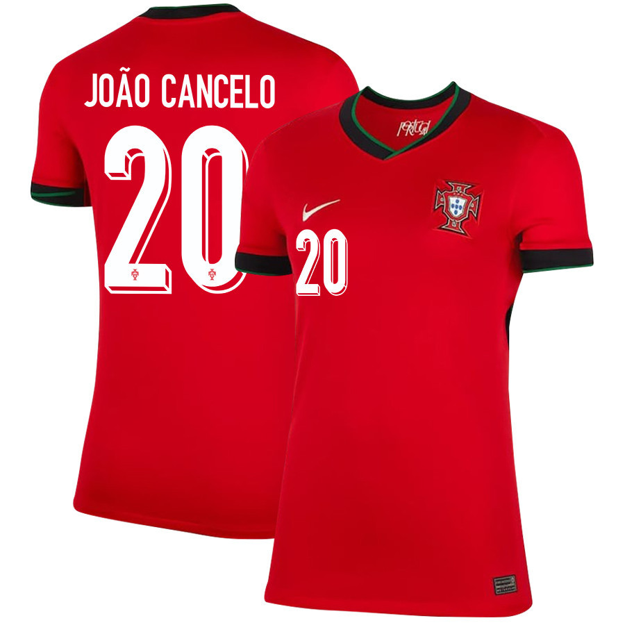 João Cancelo 20 Portugal National Team 2024/25 Home WOMEN Jersey - Red cheap jerseys for sale - CheapJerseys.Shop