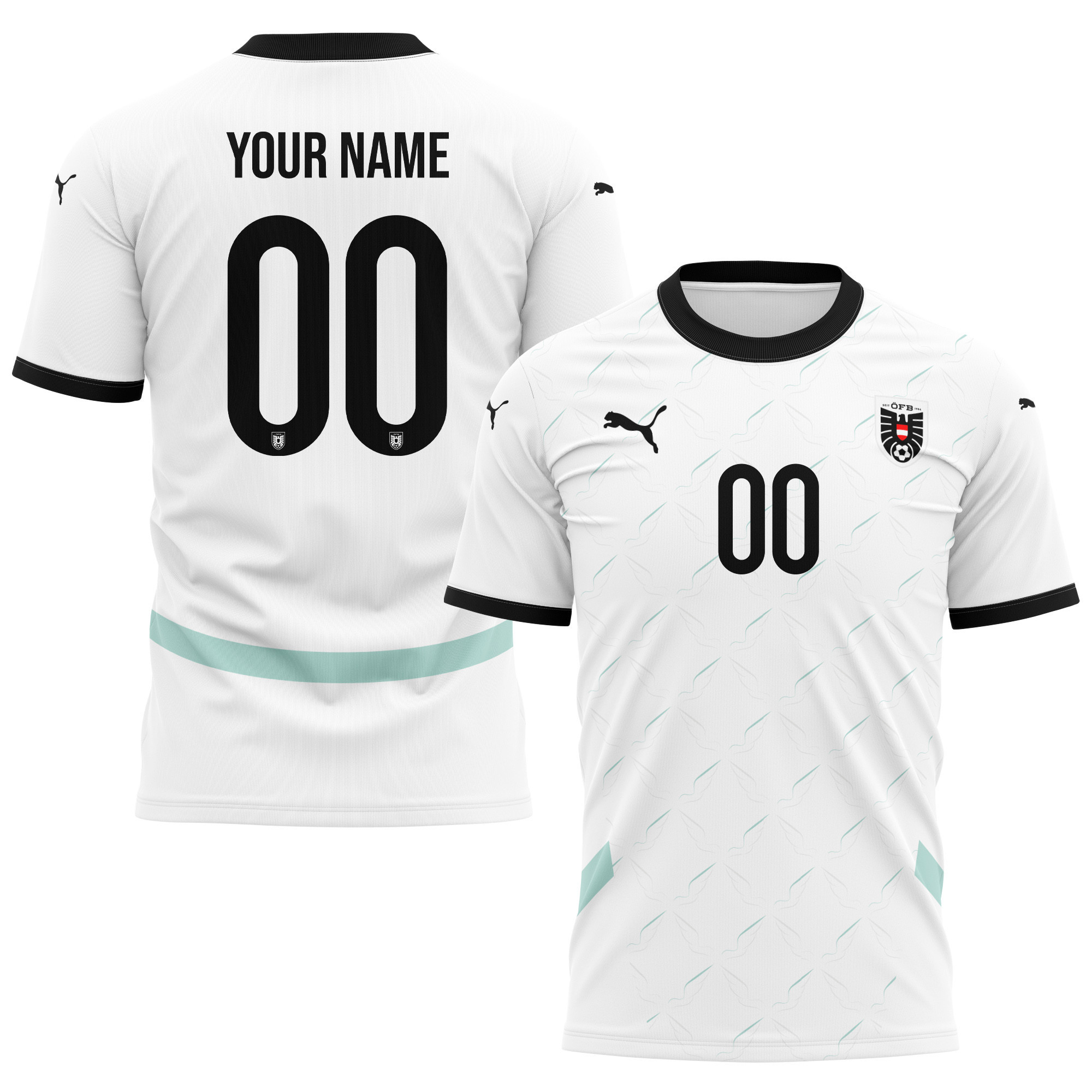Austria National Team 2024/25 Away Kits Custom AOP T-shirt - White cheap jerseys for sale - CheapJerseys.Shop