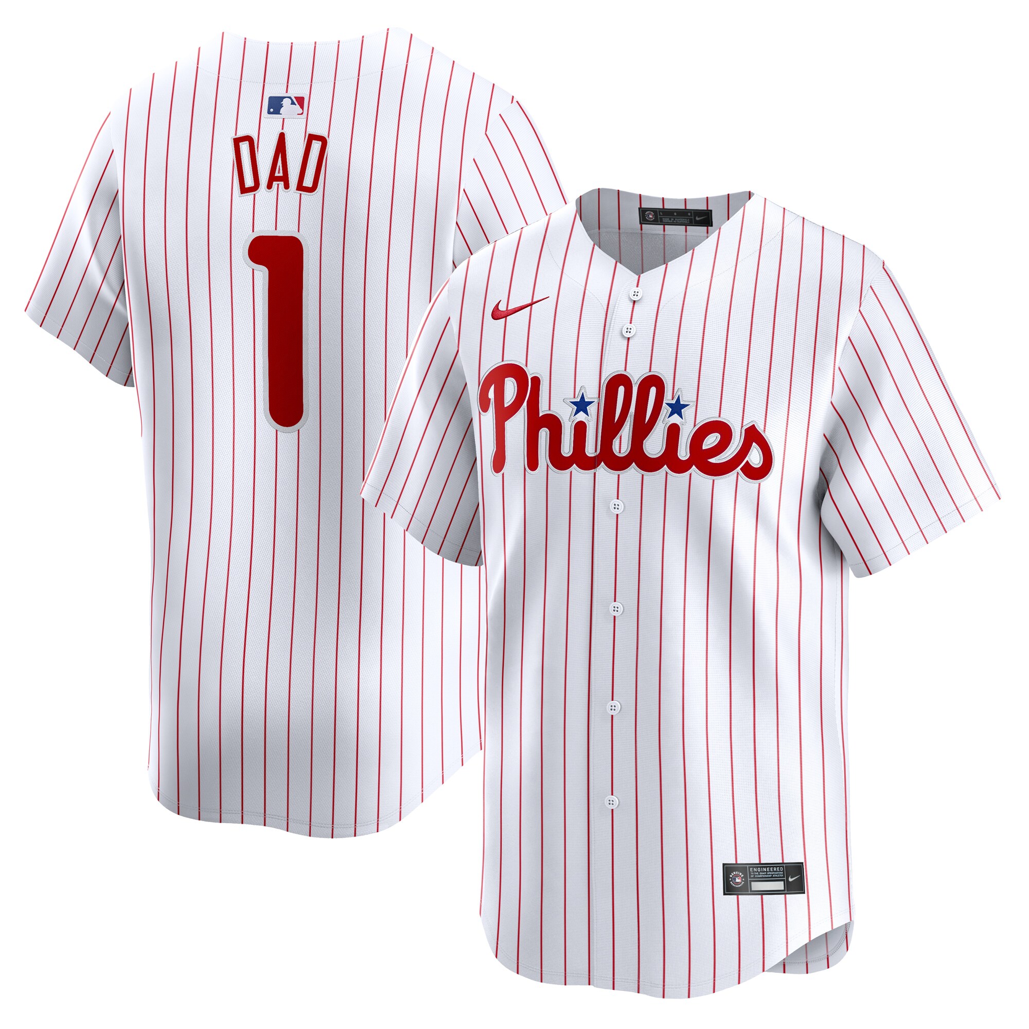 Philadelphia Phillies #1 Dad Home Limited Jersey - White cheap jerseys for sale - CheapJerseys.Shop
