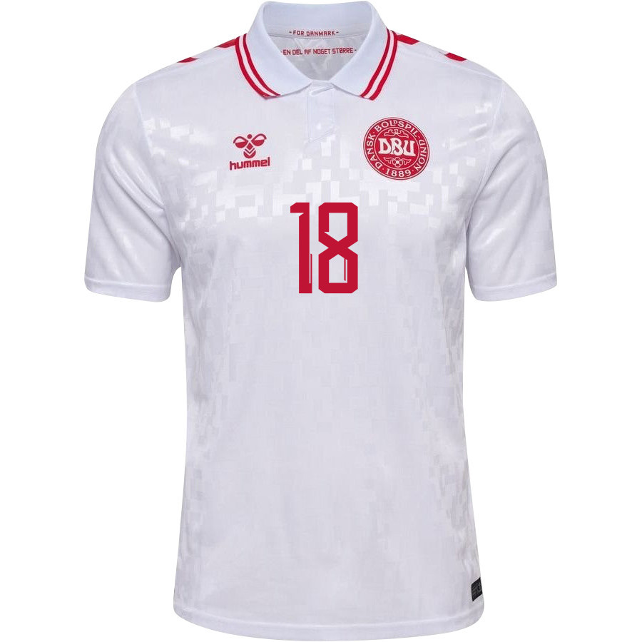 Alexander Bah 18 Denmark National Team 2024/25 Away Men Jersey - White cheap jerseys for sale - CheapJerseys.Shop