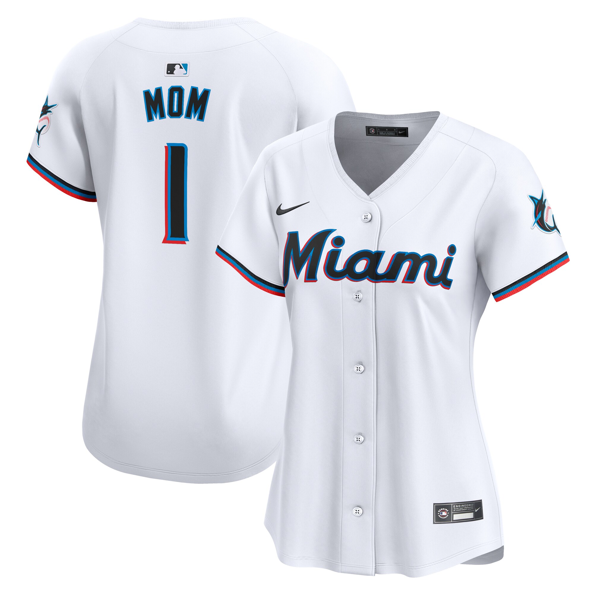 Miami Marlins Women's #1 Mom Home Limited Jersey - White cheap jerseys for sale - CheapJerseys.Shop