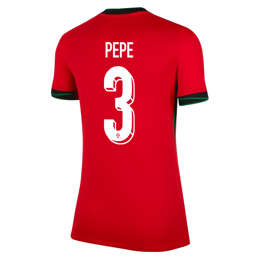 Pepe 3 Portugal National Team 2024/25 Home WOMEN Jersey - Red cheap jerseys for sale - CheapJerseys.Shop