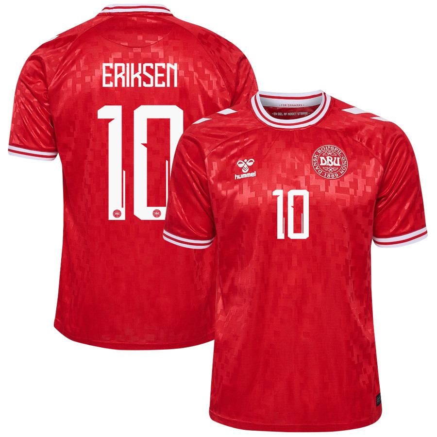 Christian Eriksen 10 Denmark National Team 2024/25 Home Men Jersey - Red cheap jerseys for sale - CheapJerseys.Shop