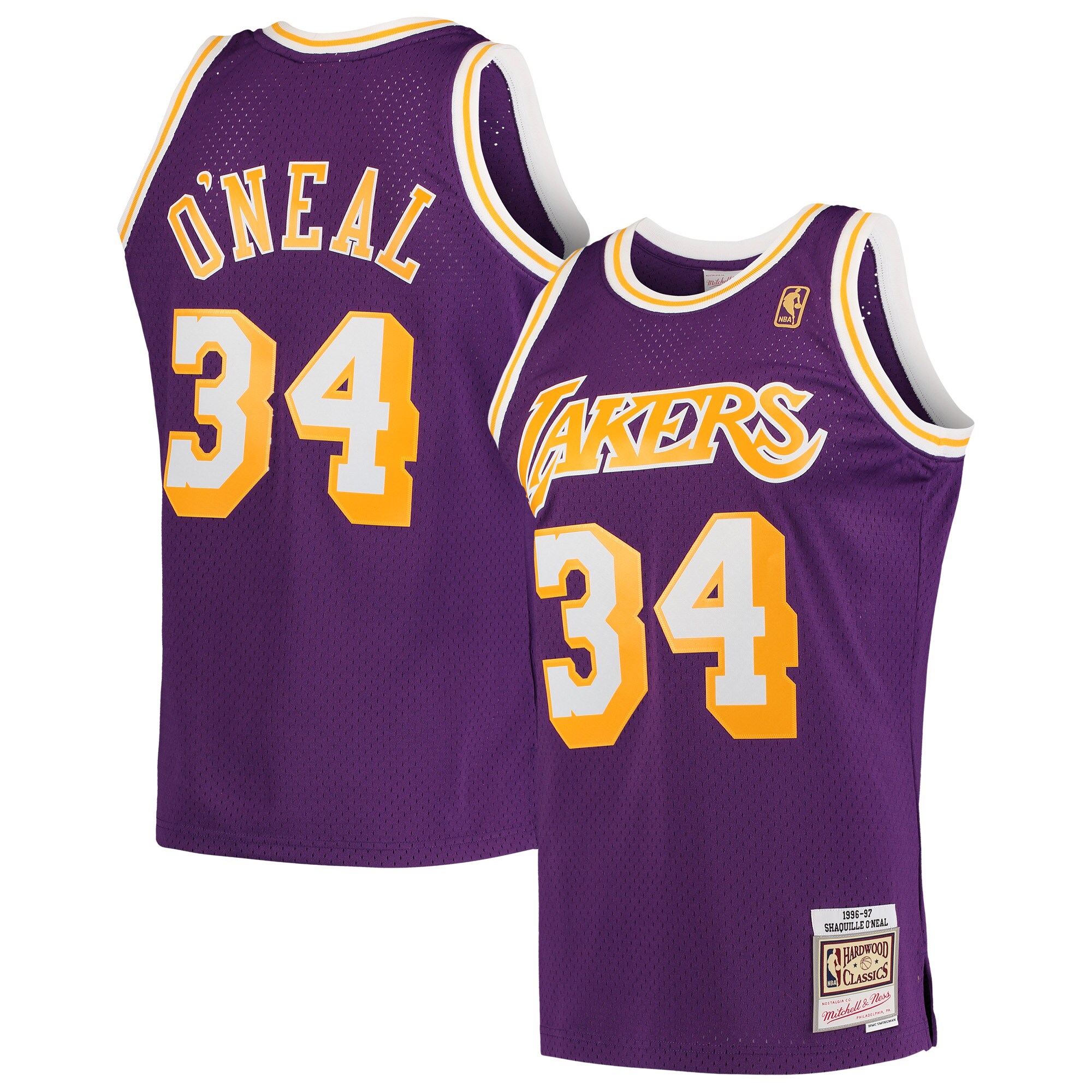 Shaquille O'Neal Los Angeles Lakers Mitchell & Ness Hardwood Classics Swingman Jersey - Purple cheap jerseys for sale - CheapJerseys.Shop