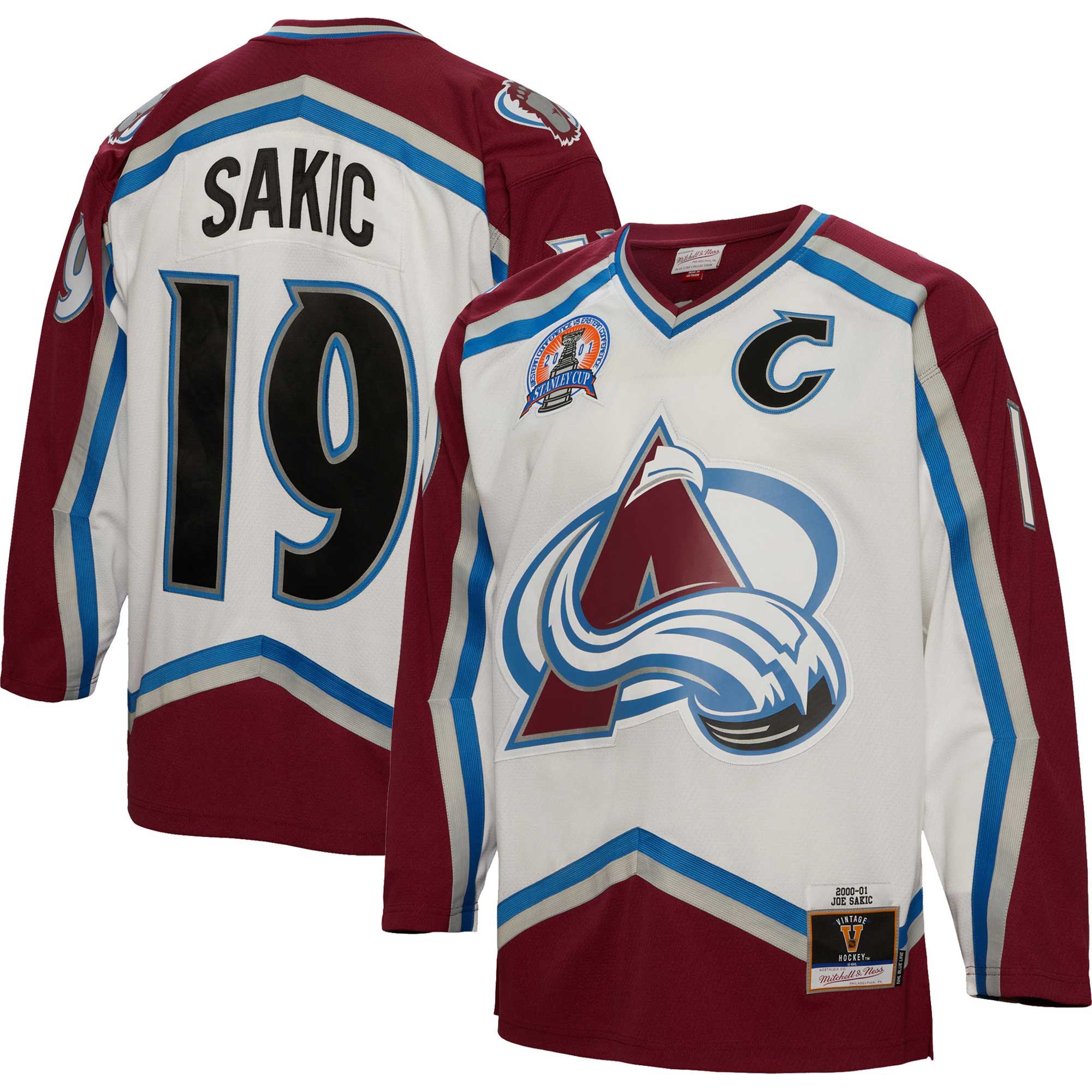 Joe Sakic Colorado Avalanche Mitchell & Ness Captain Patch 2000\/01 Blue Line Player Jersey - White cheap jerseys for sale - CheapJerseys.Shop