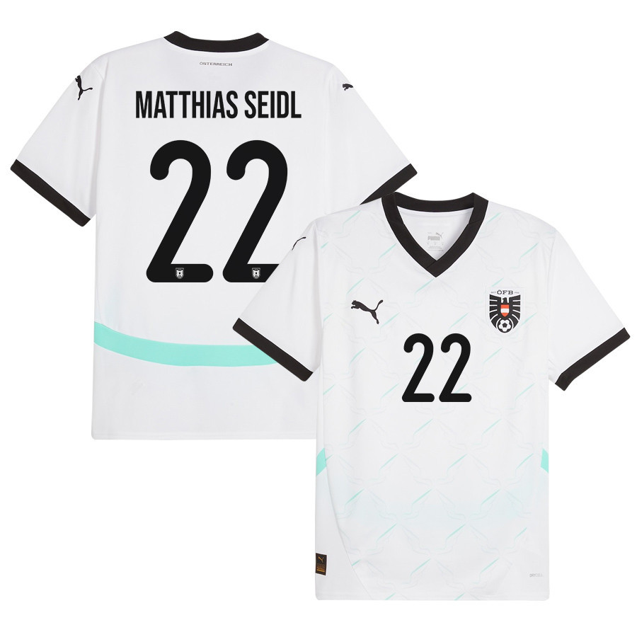Matthias Seidl 22 Austria National Team 2024/25 Away Men Jersey - White cheap jerseys for sale - CheapJerseys.Shop