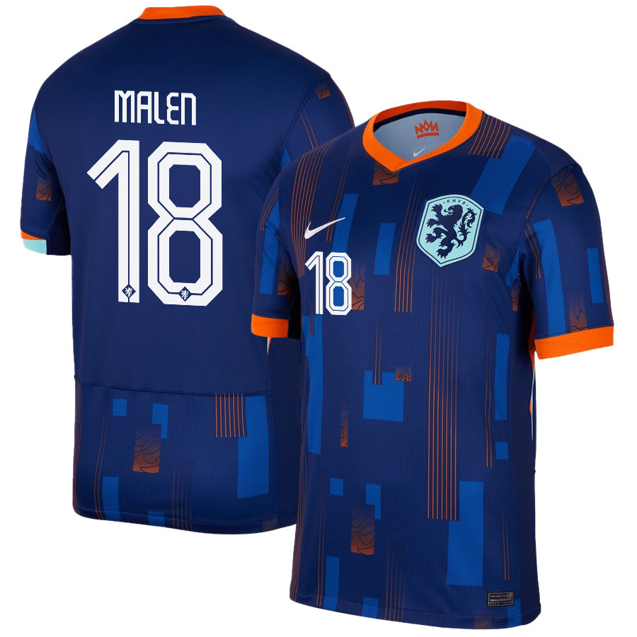Donyell Malen 18 Netherlands National Team 2024/25 Away Men Jersey - Navy cheap jerseys for sale - CheapJerseys.Shop