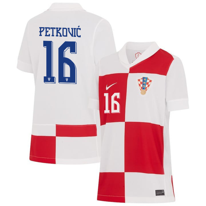 Bruno Petković 16 Croatia National Team 2024 Home YOUTH Jersey - White cheap jerseys for sale - CheapJerseys.Shop