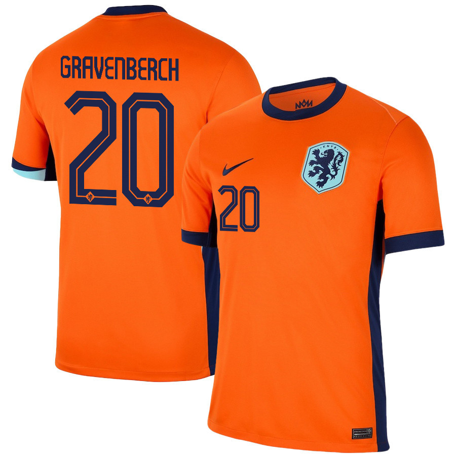 Ryan Gravenberch 20 Netherlands National Team 2024/25 Home Men Jersey - Orange cheap jerseys for sale - CheapJerseys.Shop