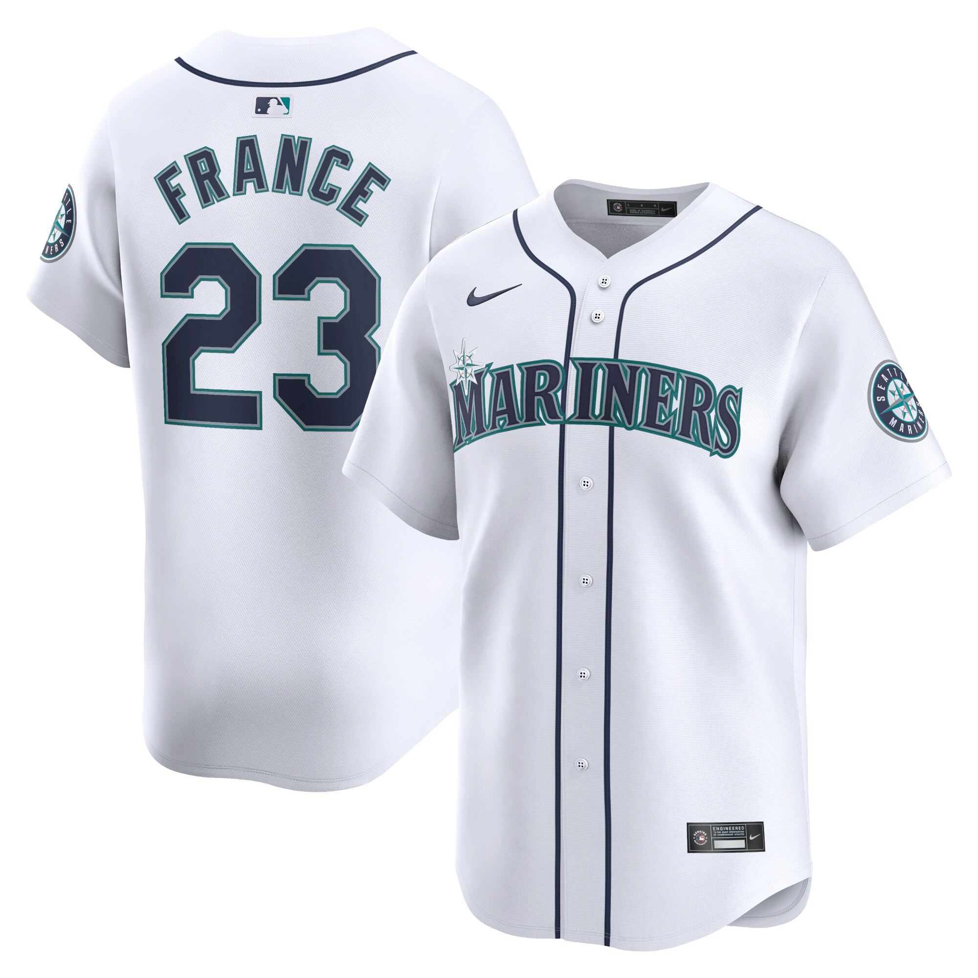 Ty France Seattle Mariners Home Limited Player Jersey - White cheap jerseys for sale - CheapJerseys.Shop