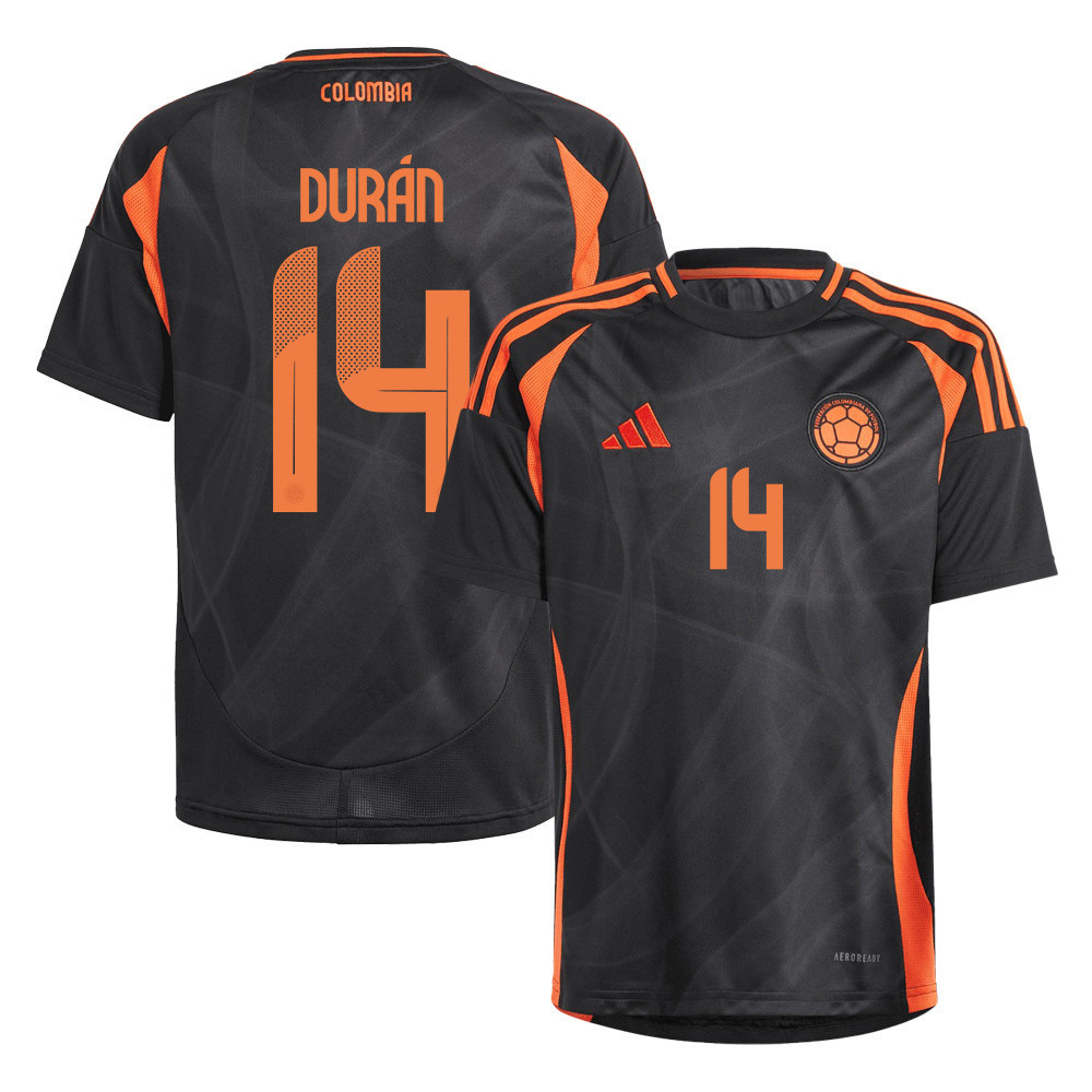 Jhon Durán 14 Colombia National Team 2024/25 Away YOUTH Jersey - Black cheap jerseys for sale - CheapJerseys.Shop