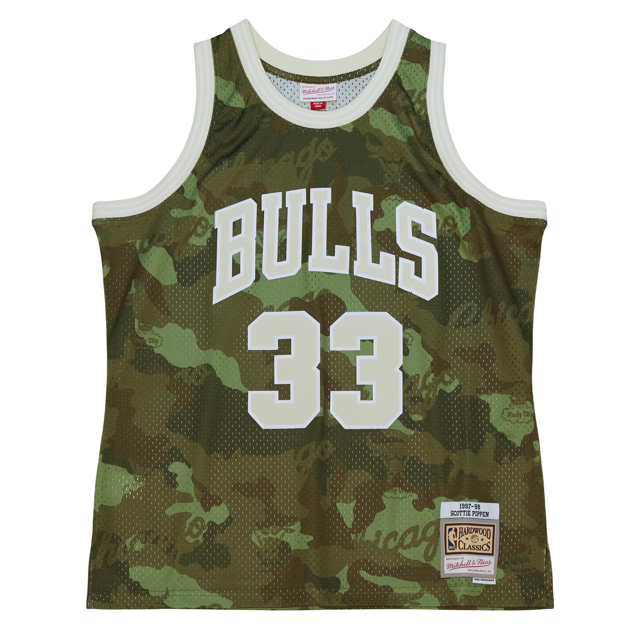 Scottie Pippen Chicago Bulls Mitchell & Ness Hardwood Classics 1997\/98 Ghost Green Swingman Jersey - Camo cheap jerseys for sale - CheapJerseys.Shop