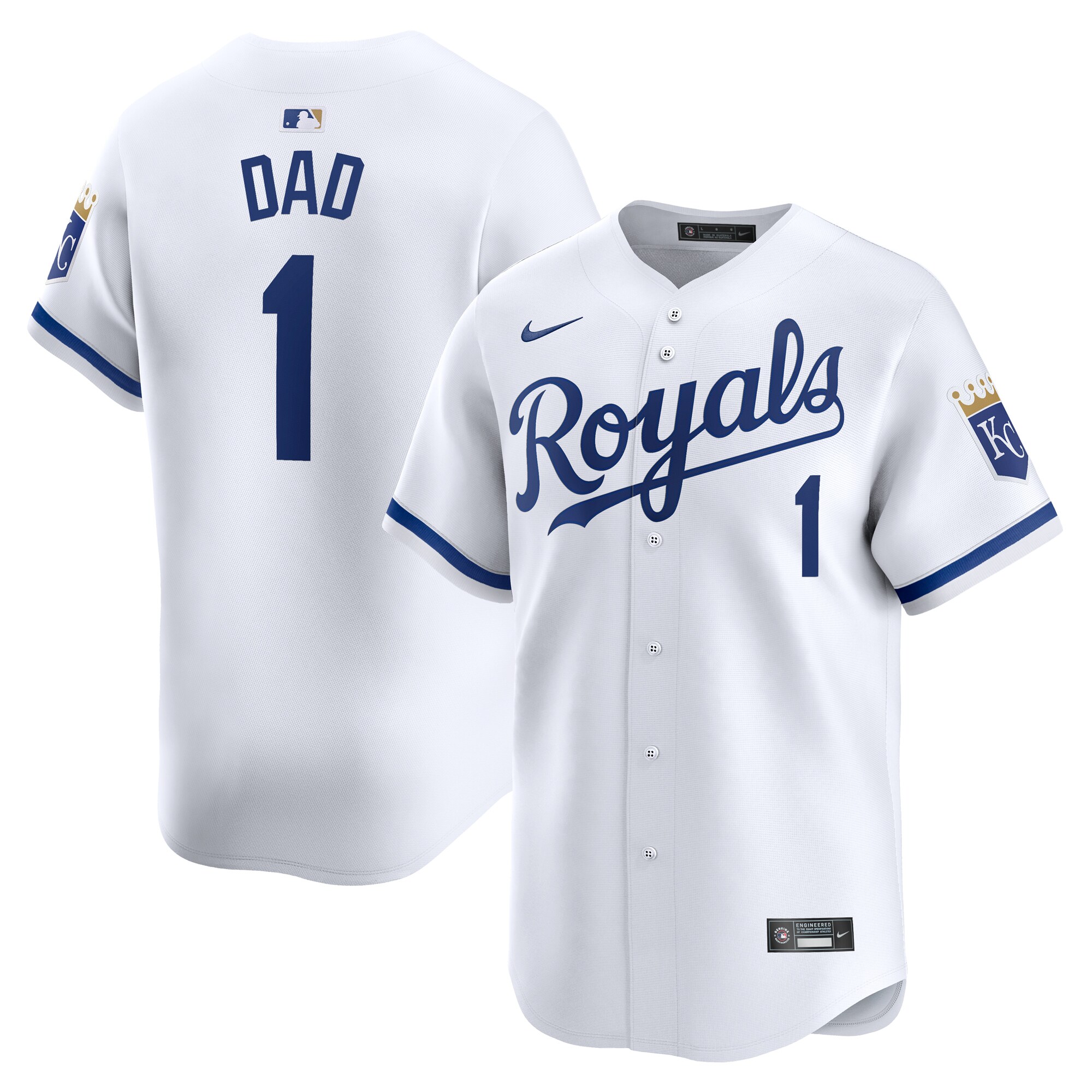 Kansas City Royals #1 Dad Home Limited Jersey - White cheap jerseys for sale - CheapJerseys.Shop