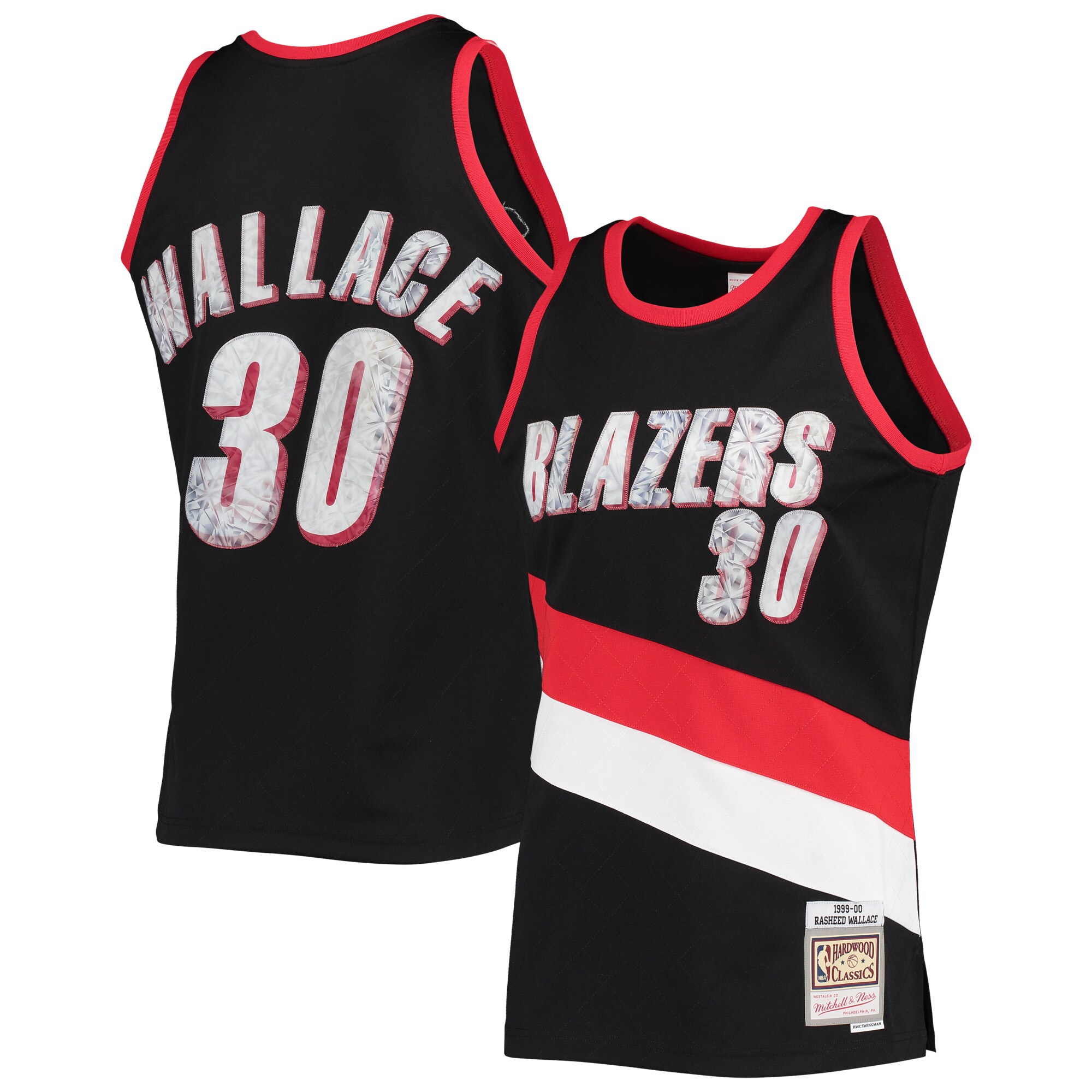 Rasheed Wallace Portland Trail Blazers Mitchell & Ness 1999\/00 Hardwood Classics 75th Anniversary Diamond Swingman Jersey - Black cheap jerseys for sale - CheapJerseys.Shop