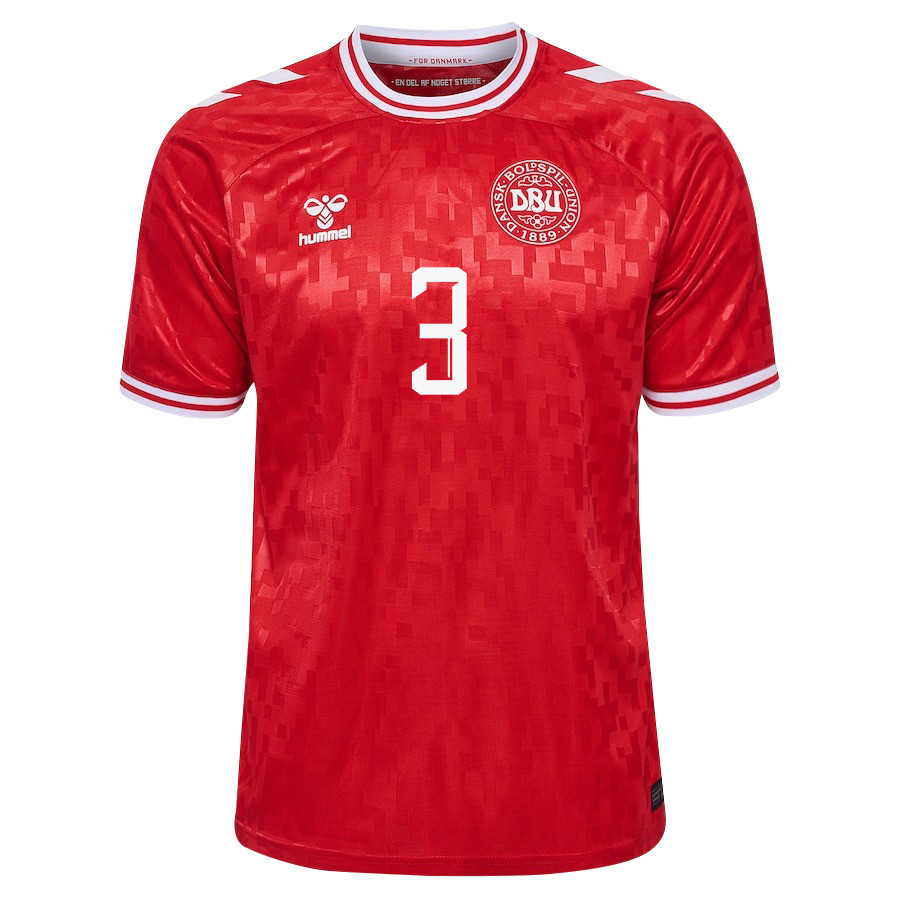 Victor Nelsson 3 Denmark National Team 2024/25 Home Men Jersey - Red cheap jerseys for sale - CheapJerseys.Shop
